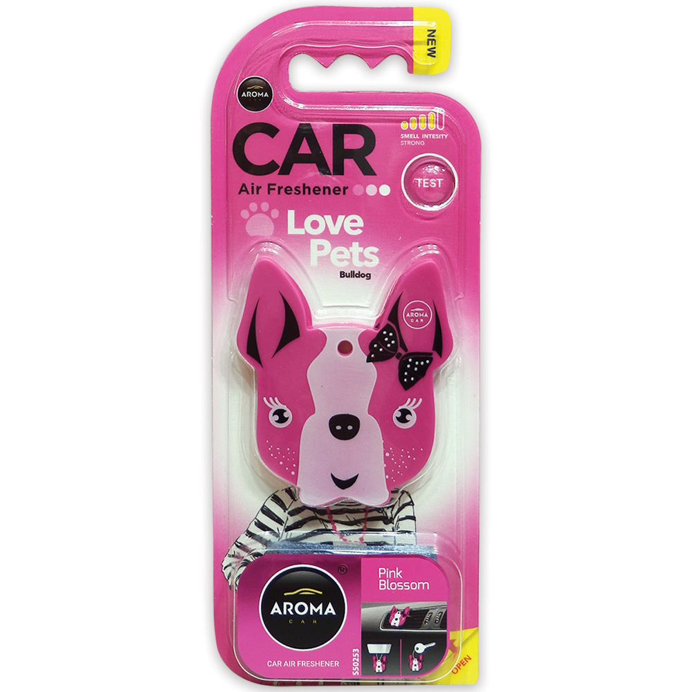 #92563 - Love Pets / Bulldog Air Freshener, 3-In-1, Pink Blossom Scent