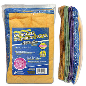 #02409 - 18pack Microfiber Cleaning Cloths, Ass't Colors. Size: 12" x 16"