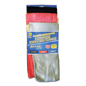 3Pack Heavy-Duty Microfiber Complete Detailing Combo: Scrubbing, Drying & Glass Towels