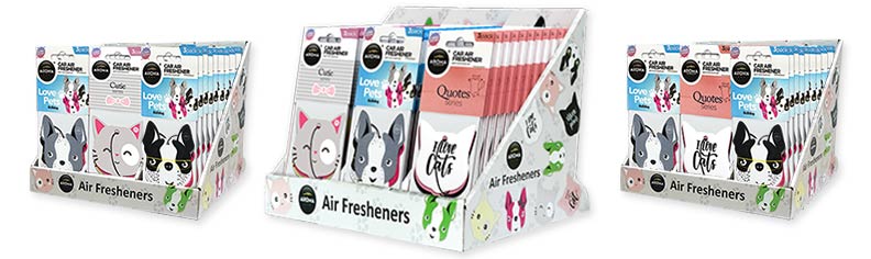 3 pack air fresheners in a display